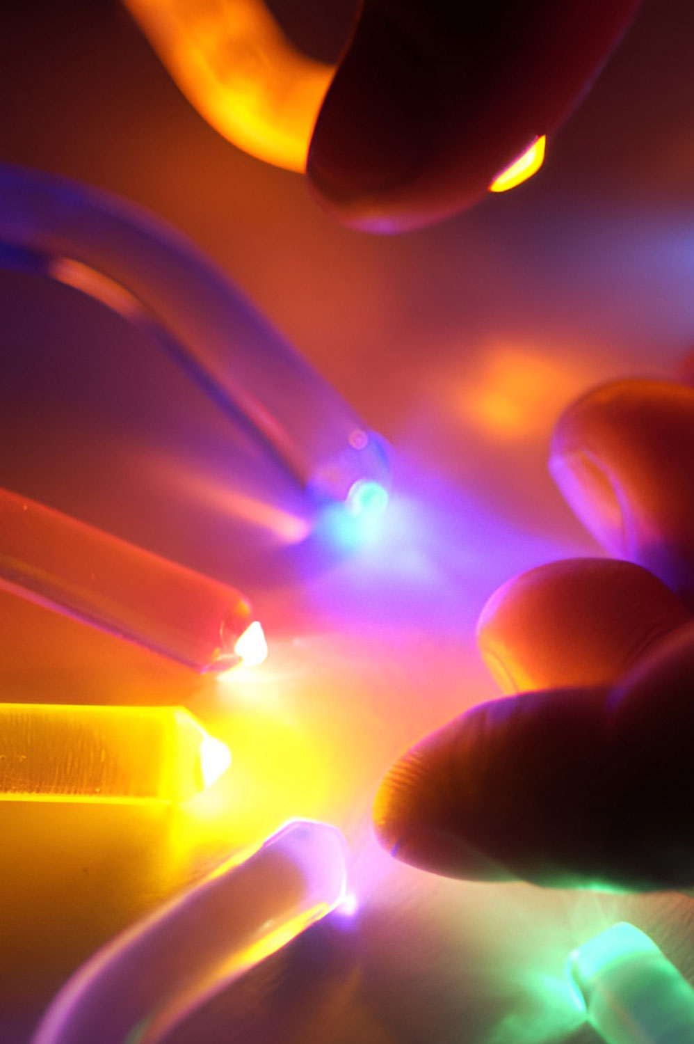 A practitioner applying Colorpuncture therapy to a patient's face, using colored light tools to target specific points. The patient appears relaxed, and the setting is calm and professional, highlighting the alternative healing practice.