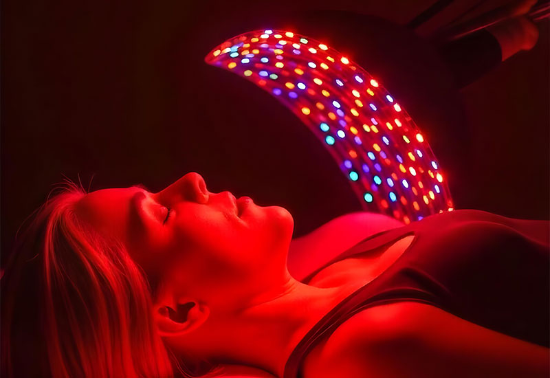 girl receives red light therapy